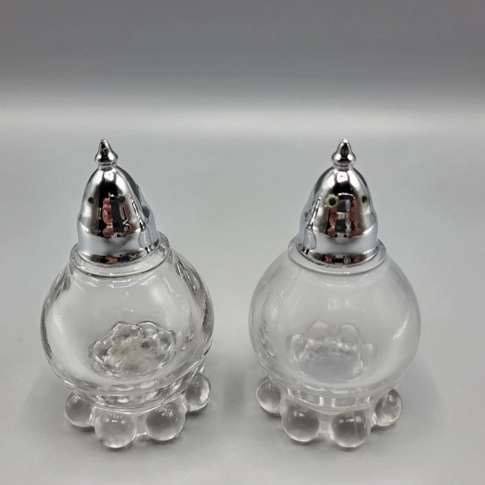 Vintage 1980s Imperial Glass Candlewick Anchor Salt & Pepper Shakers Art Deco
